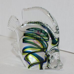 Iris Bohemia Tropical Fish Crystal Art Colorful Handmade Vintage 4 x 4.5 EUC